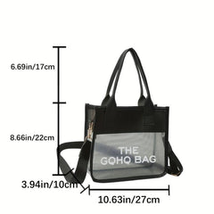 Stylish Transparent Tote Bag Letter Graphic Crossbody Women's Handbag
