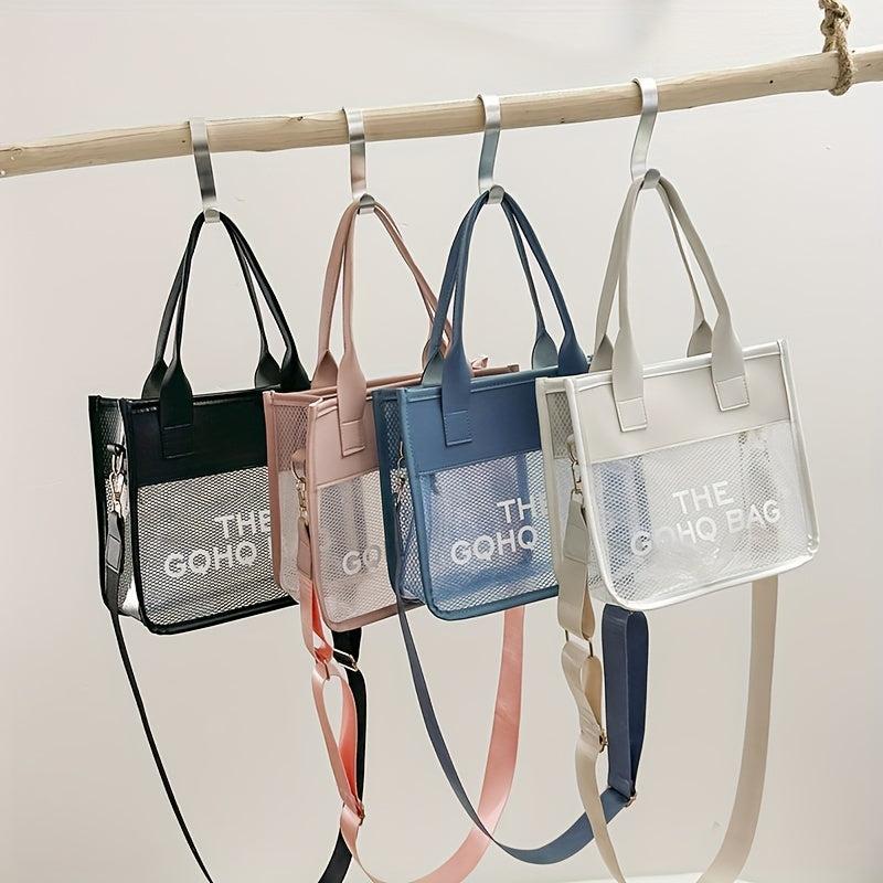 Stylish Transparent Tote Bag Letter Graphic Crossbody Women's Handbag