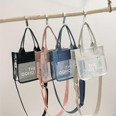 Stylish Transparent Tote Bag Letter Graphic Crossbody Women's Handbag