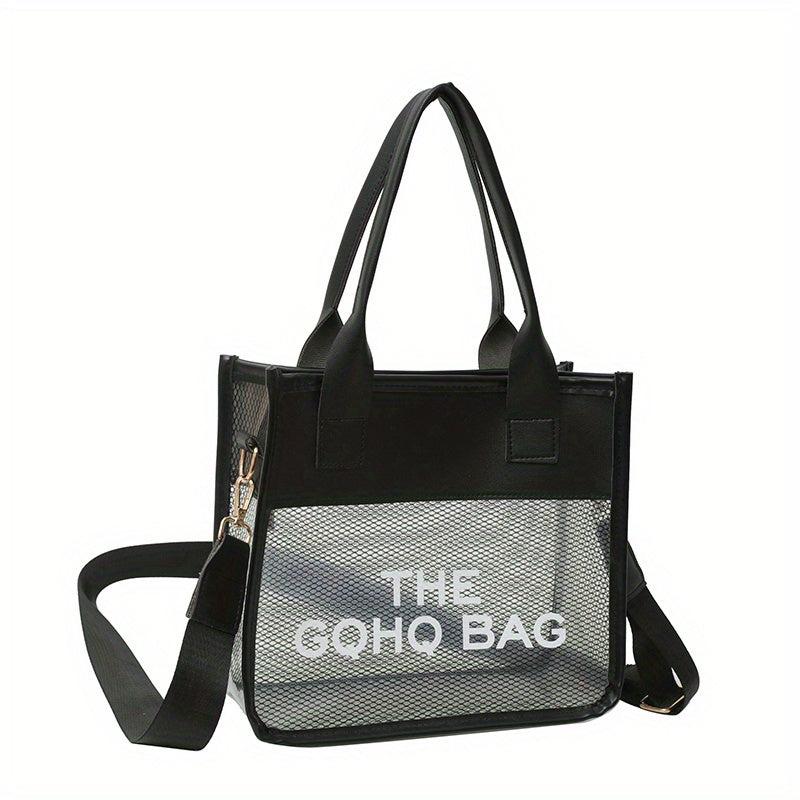 Stylish Transparent Tote Bag Letter Graphic Crossbody Women's Handbag