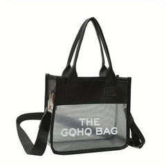 Stylish Transparent Tote Bag Letter Graphic Crossbody Women's Handbag