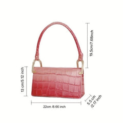 Ombre Baguette Bag Women Crocodile Embossed Handbag Square Shoulder Purse
