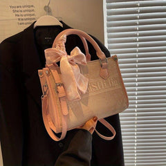 Flower Embroidery Tote Bag Vintage Letters Handbag For Women