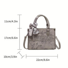 Flower Embroidery Tote Bag Vintage Letters Handbag For Women