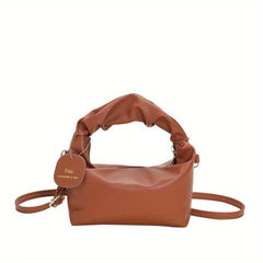 Ruched Handbag with Zipper & Detachable Strap Shoulder Bag