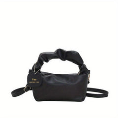 Ruched Handbag with Zipper & Detachable Strap Shoulder Bag