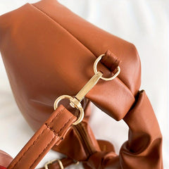 Ruched Handbag with Zipper & Detachable Strap Shoulder Bag