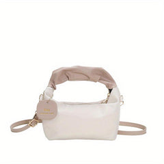 Ruched Handbag with Zipper & Detachable Strap Shoulder Bag