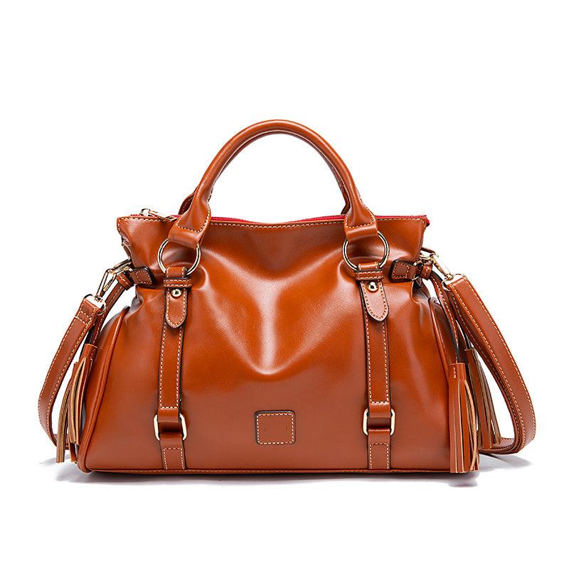 Classic Faux Leather Tassel Handbag Women's Tote Bag