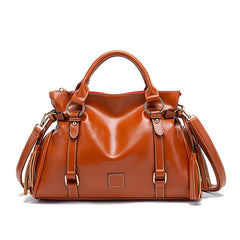 Classic Faux Leather Tassel Handbag Women's Tote Bag