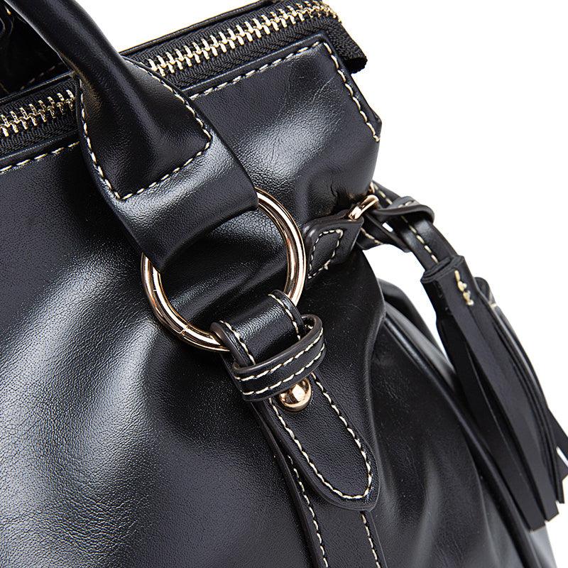 Classic Faux Leather Tassel Handbag Women's Tote Bag