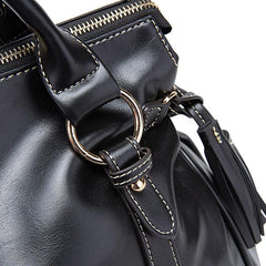 Classic Faux Leather Tassel Handbag Women's Tote Bag