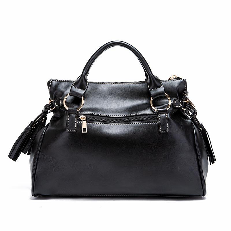 Classic Faux Leather Tassel Handbag Women's Tote Bag