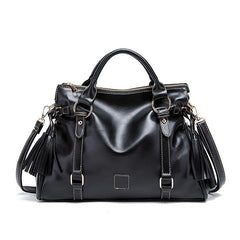 Classic Faux Leather Tassel Handbag Women's Tote Bag