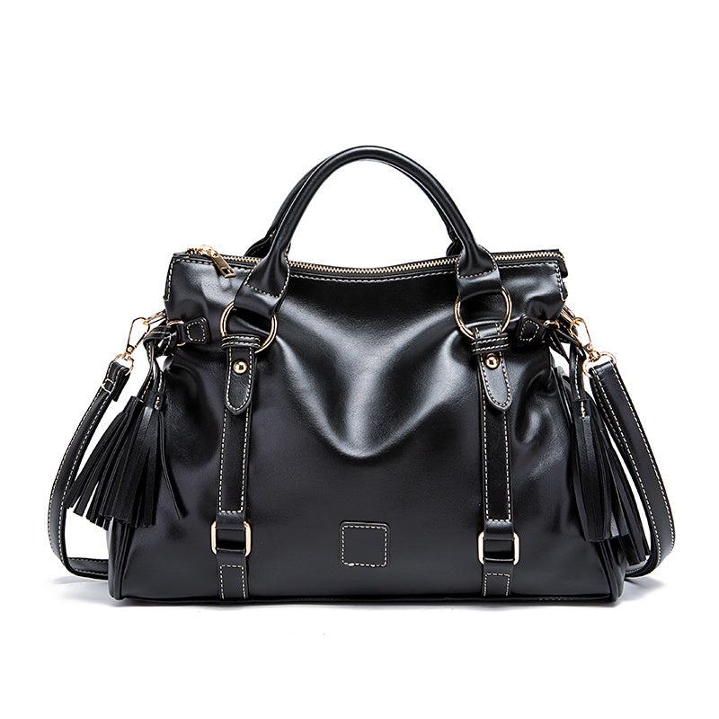 Classic Faux Leather Tassel Handbag Women's Tote Bag