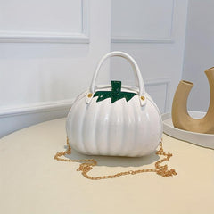 Pumpkin Shaped Satchel Metal Chain Crossbody Bag
