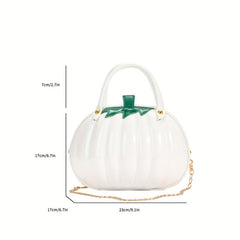 Pumpkin Shaped Satchel Metal Chain Crossbody Bag