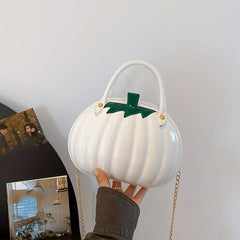 Pumpkin Shaped Satchel Metal Chain Crossbody Bag