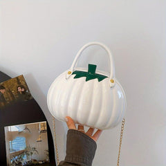 Pumpkin Shaped Satchel Metal Chain Crossbody Bag