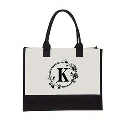 Linen Canvas Letter Beach Bag Large Capacity Gift Tote Bag