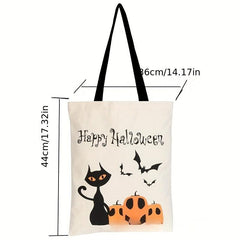 Stylish Halloween Pattern Canvas Bag Lightweight Shopping Grocery Bag