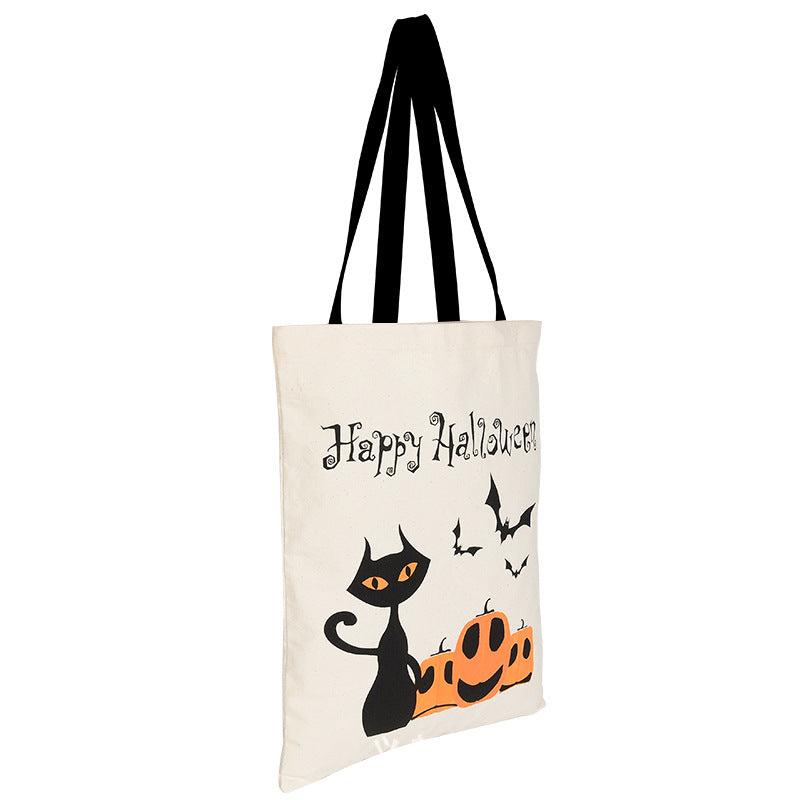 Stylish Halloween Pattern Canvas Bag Lightweight Shopping Grocery Bag