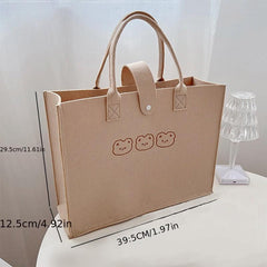 Animal Pattern Tote Bag Felt Handbag Women's Casual Shoulder Bag