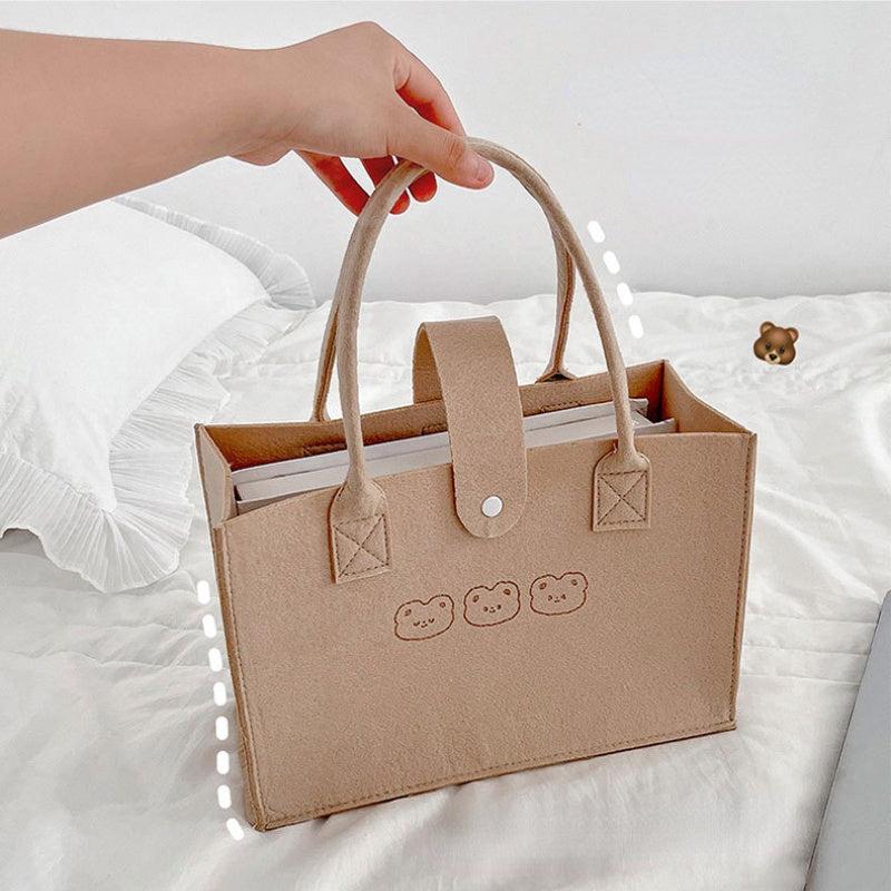 Animal Pattern Tote Bag Felt Handbag Women's Casual Shoulder Bag