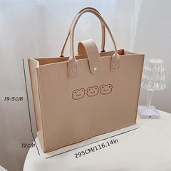 Animal Pattern Tote Bag Felt Handbag Women's Casual Shoulder Bag