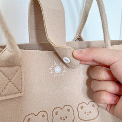Animal Pattern Tote Bag Felt Handbag Women's Casual Shoulder Bag