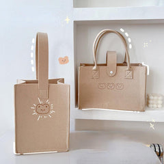 Animal Pattern Tote Bag Felt Handbag Women's Casual Shoulder Bag