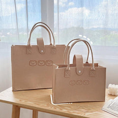 Animal Pattern Tote Bag Felt Handbag Women's Casual Shoulder Bag