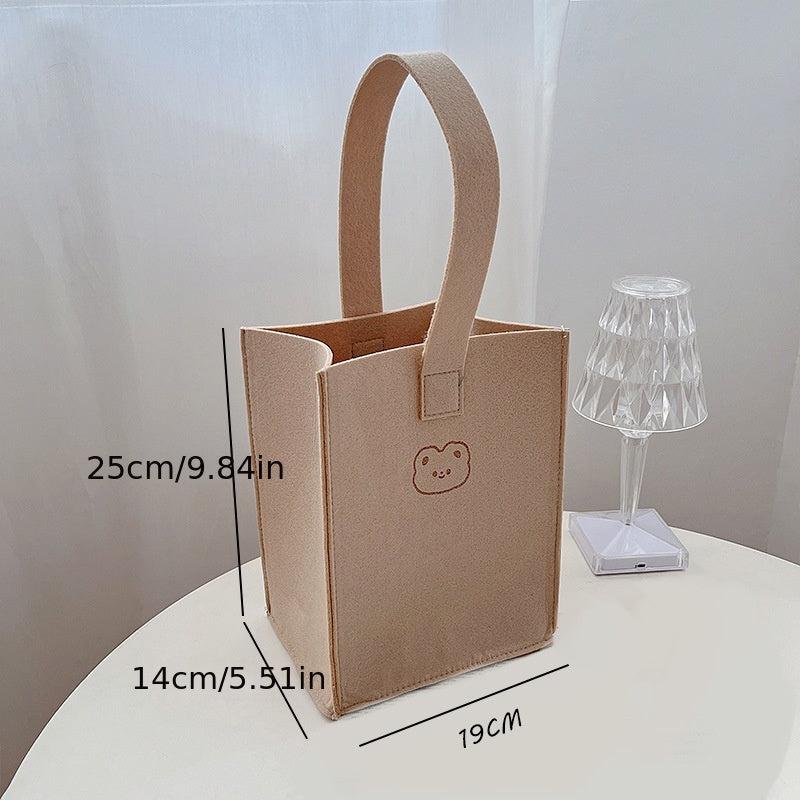 Animal Pattern Tote Bag Felt Handbag Women's Casual Shoulder Bag