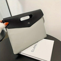 PU Leather Retro Envelope Bag Megnet Portable Handle Clutch