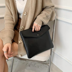 PU Leather Retro Envelope Bag Megnet Portable Handle Clutch
