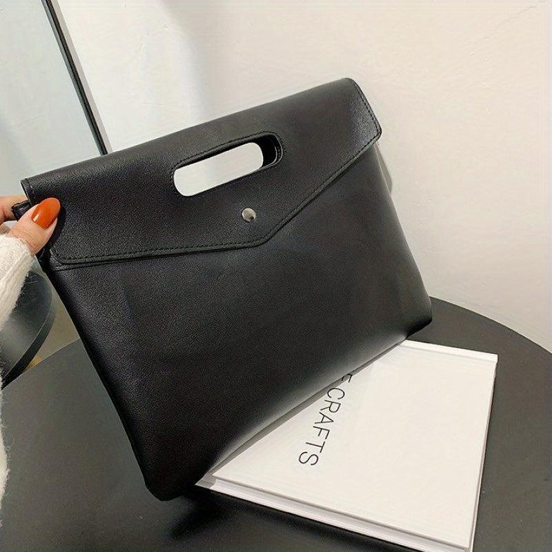 PU Leather Retro Envelope Bag Megnet Portable Handle Clutch