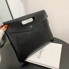 PU Leather Retro Envelope Bag Megnet Portable Handle Clutch