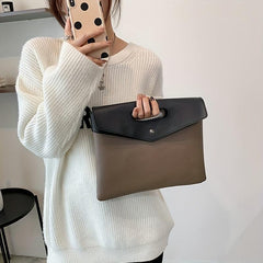 PU Leather Retro Envelope Bag Megnet Portable Handle Clutch