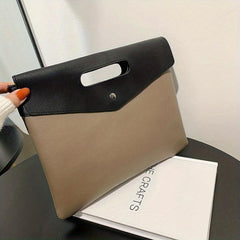 PU Leather Retro Envelope Bag Megnet Portable Handle Clutch