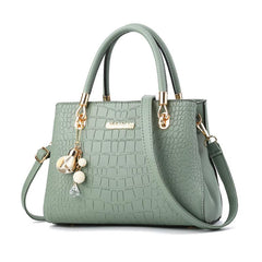 Crocodile Embossed Crossbody Bag with Bag Charm