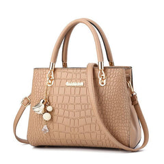 Crocodile Embossed Crossbody Bag with Bag Charm