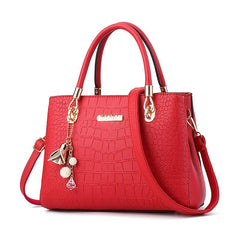 Crocodile Embossed Crossbody Bag with Bag Charm