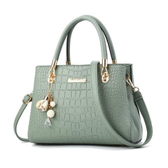 Crocodile Embossed Crossbody Bag with Bag Charm