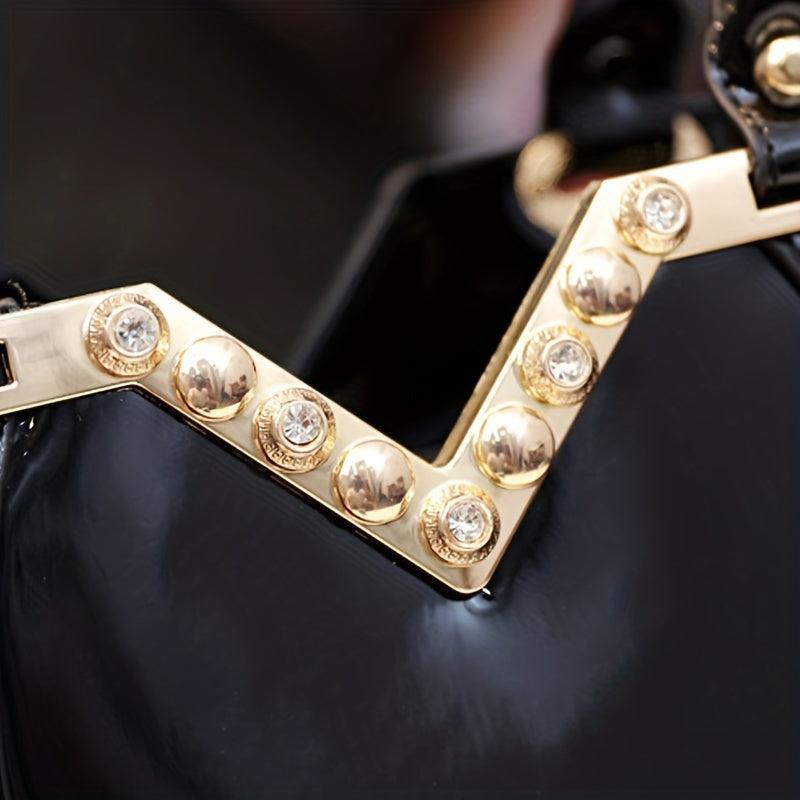 Sequins Embroidery Handbags Patent Leather Satchel Purses