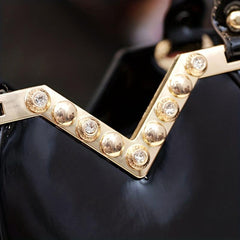 Sequins Embroidery Handbags Patent Leather Satchel Purses