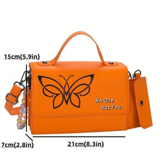 Butterfly Print Crossbody Bag with Coin Purse