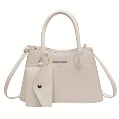 Argyle Pattern Handbag Top Handle Satchel Crossbody with Coin Purse