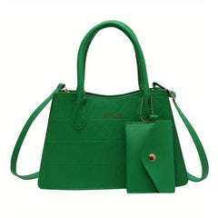 Argyle Pattern Handbag Top Handle Satchel Crossbody with Coin Purse