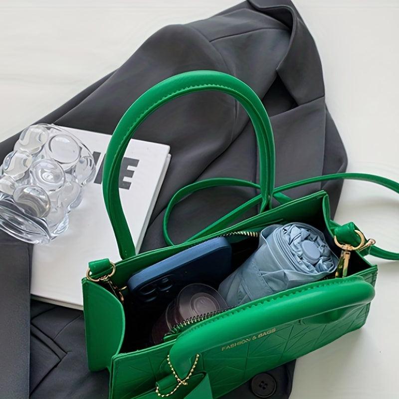 Argyle Pattern Handbag Top Handle Satchel Crossbody with Coin Purse