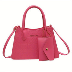 Argyle Pattern Handbag Top Handle Satchel Crossbody with Coin Purse